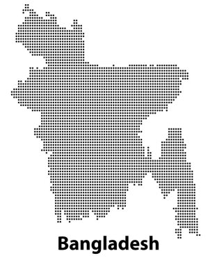 Tasarımınız için Bangladeş ülkesinin yarım ton noktalı haritası, Seyahat Çizimi konsepti.