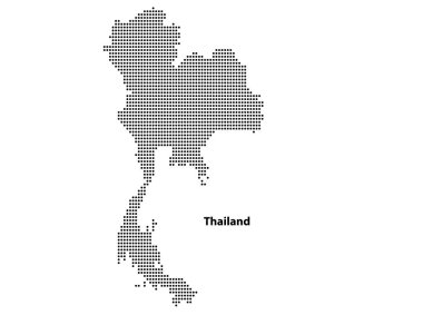 Tasarımınız için Tayland ülkesinin yarım ton noktalı haritası, Seyahat Çizimi.