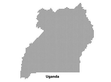 Tasarımınız için Uganda ülkesinin yarım tonlu noktalı haritası, Seyahat Resimleri konsepti.