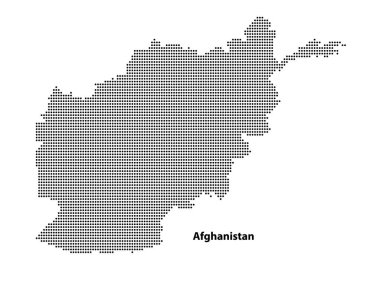 Tasarımınız için Afganistan 'ın yarım tonlu Noktalı Haritası Seyahat Çizimi.