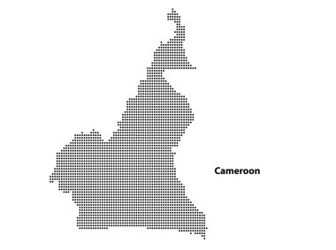 Tasarımınız için Kamerun ülkesinin yarım tonlu Noktalı Haritası Seyahat Illustration konsepti.