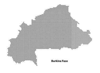 Tasarımınız için Burkina Faso ülkesinin yarım tonluk noktalı haritası, Seyahat Çizimi konsepti.