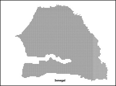Tasarımınız için Senegal ülkesinin yarım ton noktalı haritası, Seyahat Illustration konsepti.