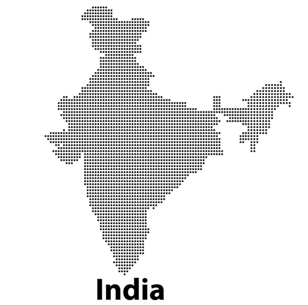 Digitale Vector Halftoon Stippelkaart Van India Land Geïsoleerd Witte Achtergrond — Stockvector