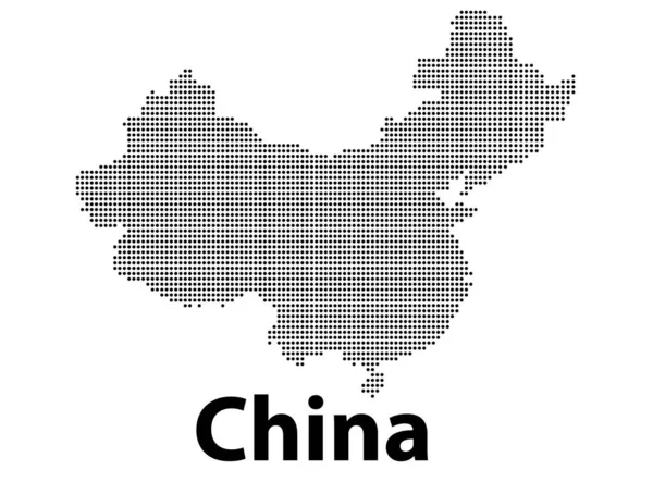 Digital Vector Halftone Dotted Map China Country Isolated White Background — Stock Vector