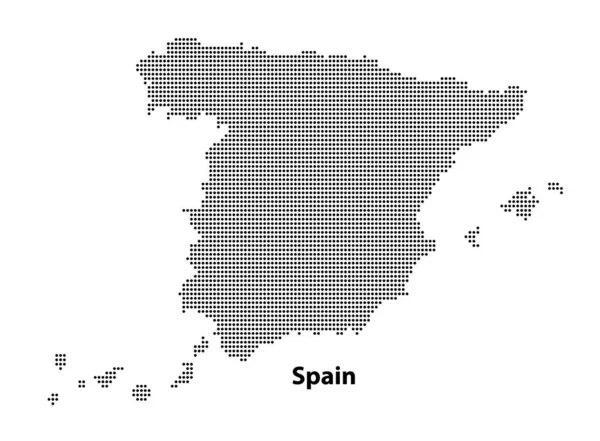 ベクトルハーフトーンあなたのデザイン 旅行イラストのコンセプトのためのスペインの国の点線の地図 — ストックベクタ