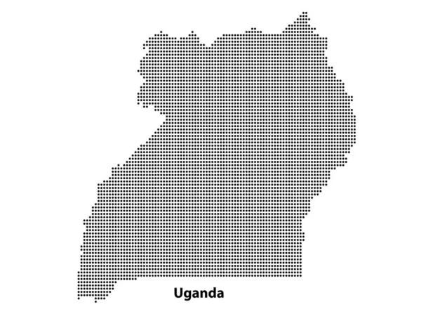 Wektor Pół Tonu Przerywana Mapa Kraju Ugandy Dla Twojego Projektu — Wektor stockowy