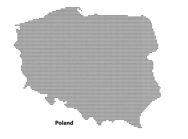 Vector Halftone Dotted Kaart Van Polen Land Voor Ontwerp Travel — Stockvector