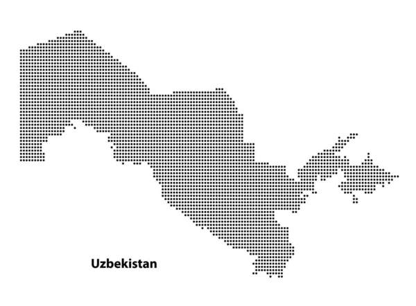 Vector Halftone Mapa Pontilhado Uzbequistão País Para Seu Projeto Conceito — Vetor de Stock