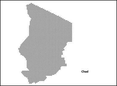 Tasarımınız için Çad ülkesinin yarım ton noktalı haritası, Seyahat Çizimi.