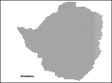 Tasarımınız için Zimbabwe ülkesinin yarım tonlu noktalı haritası Seyahat Illustration konsepti.