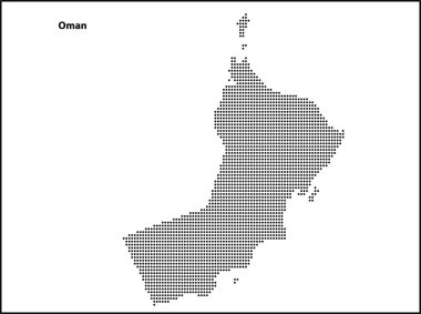 Tasarımınız için Umman ülkesinin yarım ton noktalı haritası, Seyahat Resimleri konsepti.