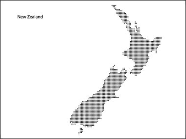 Tasarımınız için Yeni Zelanda 'nın yarım tonlu Noktalı Haritası Seyahat Illustration konsepti.
