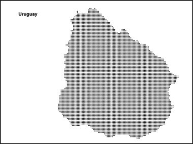 Tasarımınız için Uruguay ülkesinin yarım ton noktalı haritası, Seyahat Çizimi konsepti.