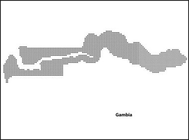 Tasarımınız, Seyahat Çizimi konseptiniz için Gambiya ülkesinin yarım tonlu noktalı haritası.