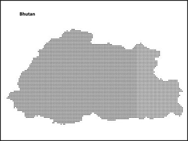 Vektör yarım ton Bhutan ülkesinin nokta haritalı tasarımı, Seyahat Illustration konsepti.