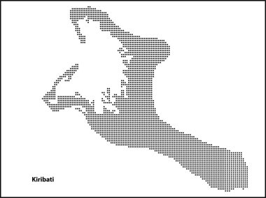Tasarımınız için Kiribati ülkesinin yarım tonlu noktalı haritası, Seyahat Çizimi konsepti.