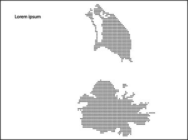 Tasarımınız için Antigua ve Barbuda ülkesinin yarım ton noktalı haritası, Seyahat İllüstrasyonu. 