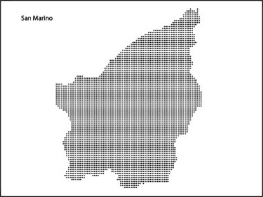Tasarımınız için San Marino ülkesinin yarım tonluk noktalı haritası, Seyahat Çizimi.