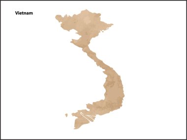 Vietnam Ülkesi 'nin eski klasik kağıt dokulu haritası - Vektör çizimi