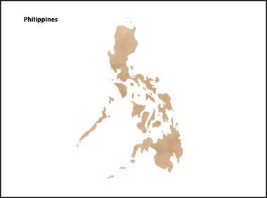 Filipinler Ülkesi 'nin eski klasik kağıt dokulu haritası - Vektör illüstrasyonu