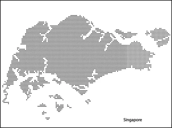 ベクトルハーフトーンあなたのデザインのためのシンガポールの点線の地図 旅行イラストのコンセプト — ストックベクタ