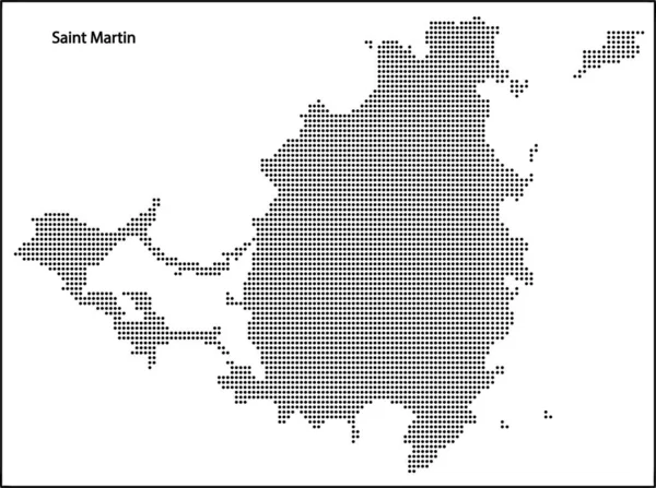 Vektor Halftone Dotted Peta Negara Saint Martin Untuk Desain Anda - Stok Vektor
