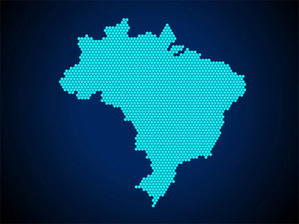 Медовая Расческа Шестиугольная Текстурированная Карта Бразилии Выделенная Темно Синем Фоне — стоковый вектор