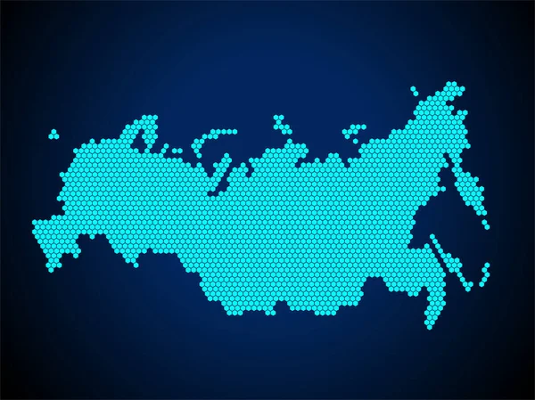 Honing Kam Hexagon Gestructureerde Kaart Van Rusland Land Geïsoleerd Donkerblauwe — Stockvector