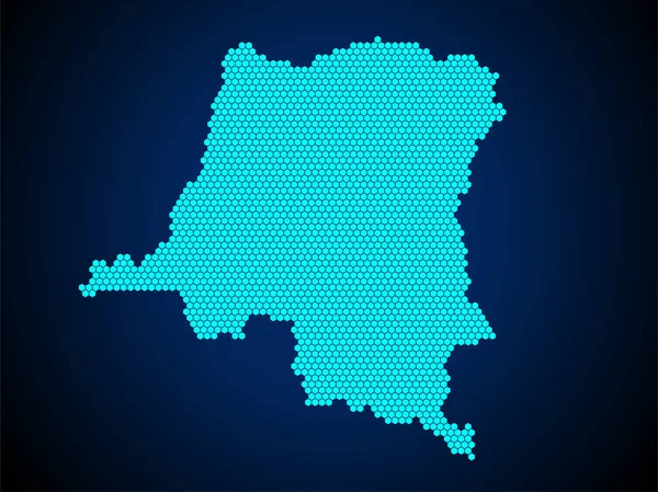 Honing Kam Hexagon Gestructureerde Kaart Van Congo Land Geïsoleerd Donkerblauwe — Stockvector