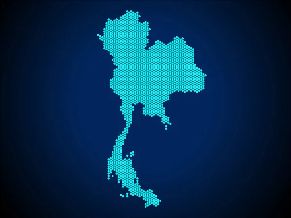 Honey Comb Hexagon Textured Map Thailand Χώρα Απομονωμένη Σκούρο Μπλε — Διανυσματικό Αρχείο