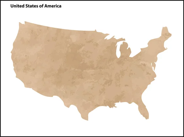 Papel Vintage Antigo Mapa Texturizado Eua País Ilustração Vetorial — Vetor de Stock