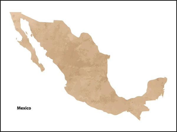 Старая Винтажная Бумага Текстурированная Карта Мексики Векторная Иллюстрация — стоковый вектор
