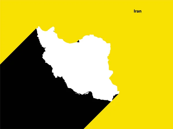 Irán Mapa Cartel Retro Con Sombra Larga Signo Vintage Fácil — Vector de stock