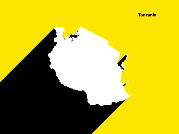 Tanzania Mapa Póster Retro Con Sombra Larga Signo Vintage Fácil — Vector de stock