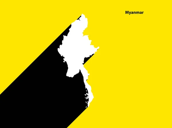 Myanmar Карта Ретро Плакате Длинной Тенью Винтажный Знак Легко Редактировать — стоковый вектор