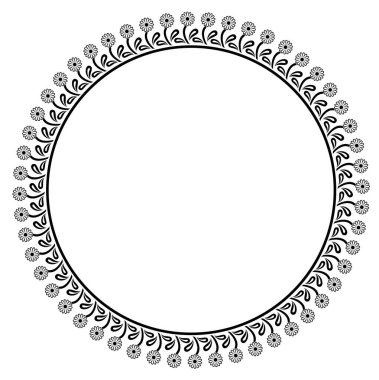 Yuvarlak çerçeve tasarım kavramı çiçek çizgisi sanatı beyaz arka planda izole