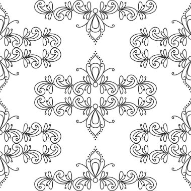 Beyaz arka planda izole edilmiş güzel çiçek çizgisi kusursuz desenli.