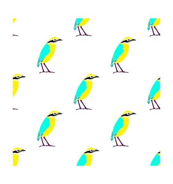 Färgglada Fågel Isolerad Vit Bakgrund Sömlös Mönster — Stock vektor