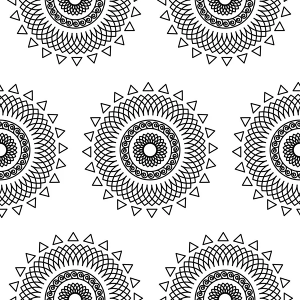 从白色背景中分离出来的印度传统文化兰格莉 曼达拉花卉线条艺术的设计理念是无缝图案的 — 图库矢量图片