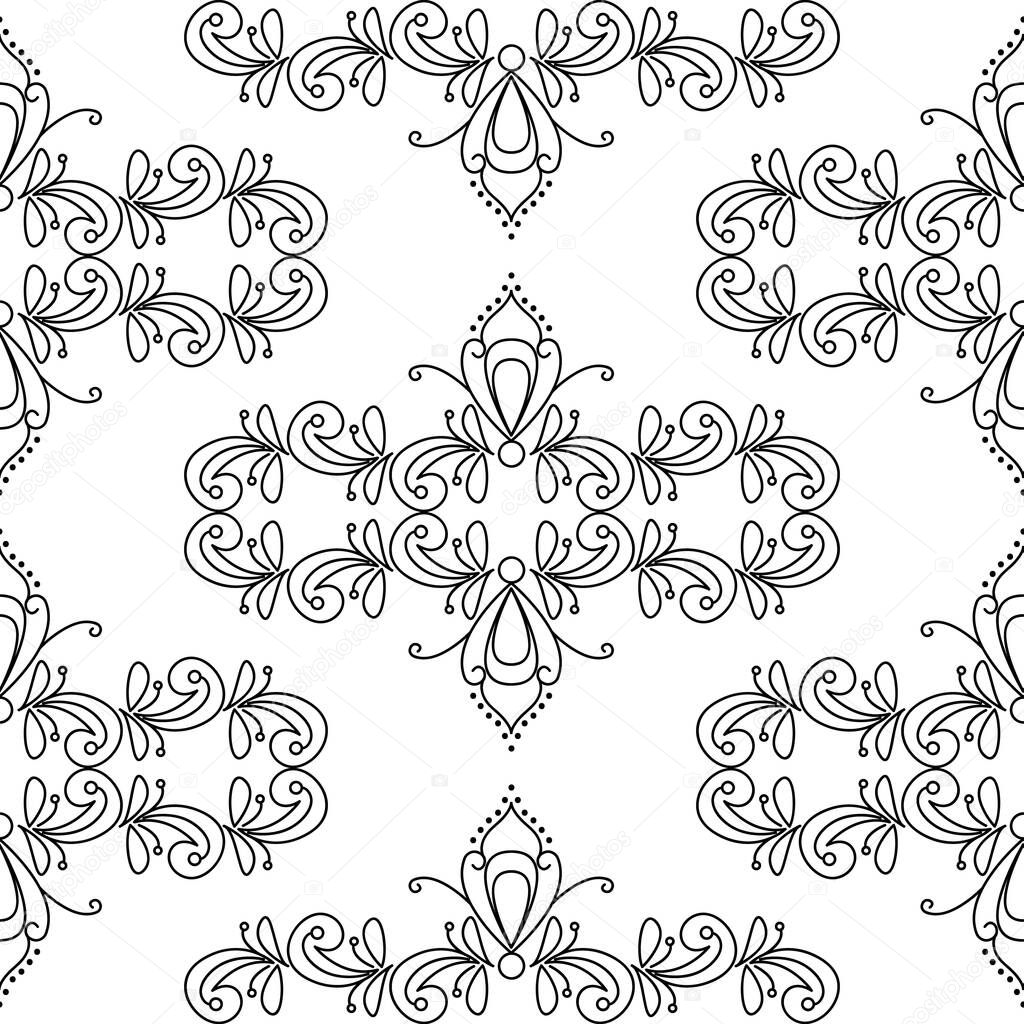 Beautiful Floral line art isolated on white background is in Seamless pattern
