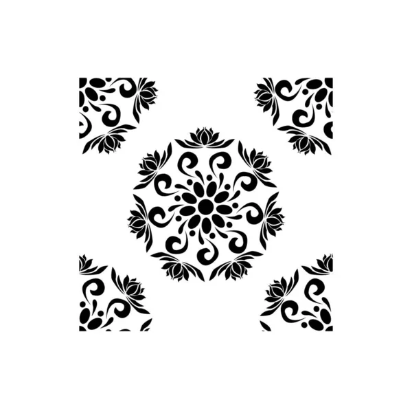 白を基調とした花の芸術のインドの伝統と文化ランゴリ曼荼羅のデザインコンセプトはシームレスなパターンです — ストックベクタ