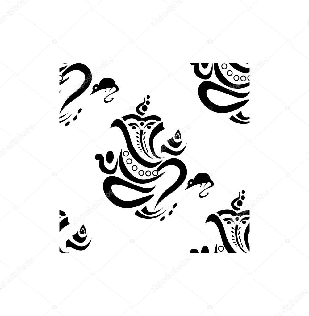 Beautiful Lord Ganesha art isolated on white background is in Seamless pattern 