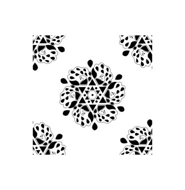 Hindistan geleneksel ve kültürel Rangoli mandala tasarım kavramı beyaz arka planda izole edilmiş çiçek sanatı kusursuz bir desen içinde.