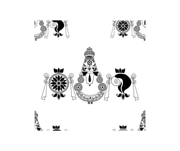 Arte Línea Vectorial Lord Venkateshwara Balaji Está Fondo Blanco Negro — Vector de stock