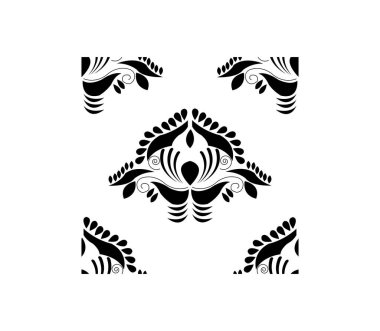 Hindistan Geleneksel ve Kültürel Alpona tasarım konsepti beyaz arka planda izole edilmiş çiçek sanatı kusursuz desenlidir. 