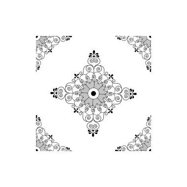 Çiçekli Rangoli tasarımı beyaz arka planda izole edilmiş.