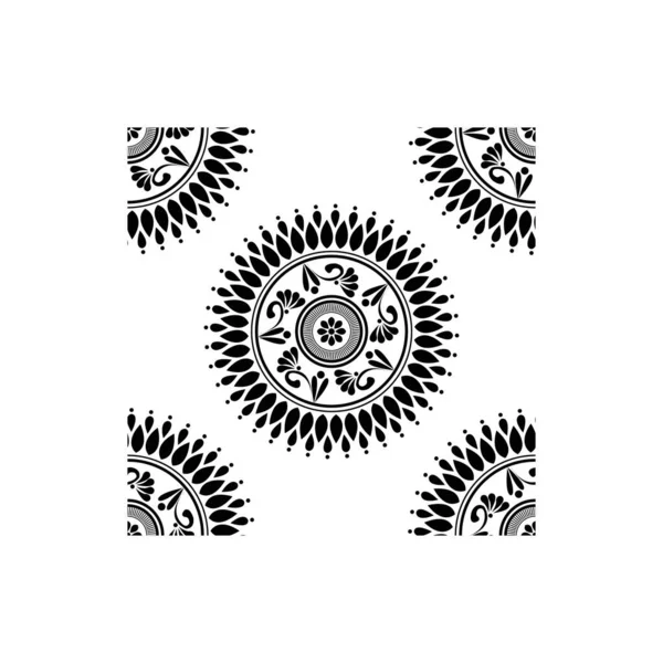 印度传统的和文化的兰格莉曼达拉的花卉设计概念在白色背景下是无缝的 — 图库矢量图片