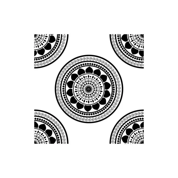 白い背景に孤立した花の幾何学的な曼荼羅のデザインコンセプトはシームレスなパターンにあります — ストックベクタ