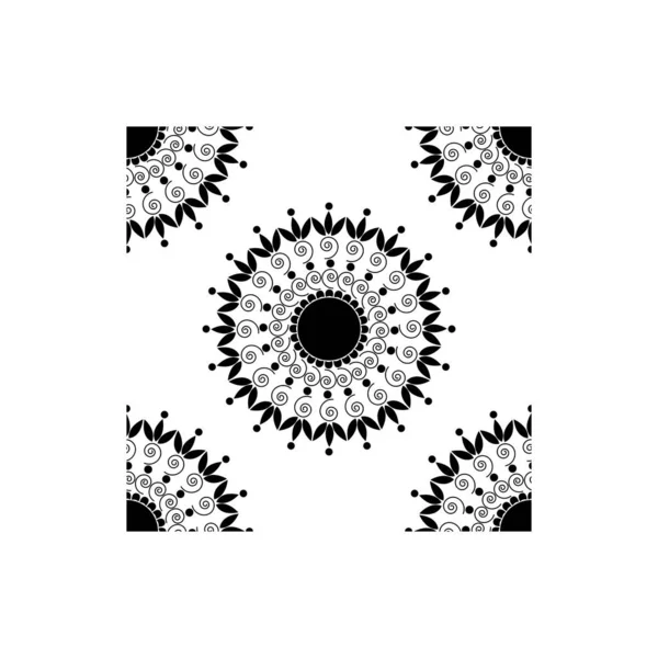 Mandala Projekt Koncepcja Spirali Płatków Kwiatów Izolowanych Białym Tle Jest — Wektor stockowy